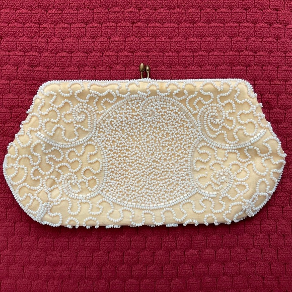Walborg Vintage 40’sBeaded Ivory Cream Evening Clutch Bag Handmade in Belgium - Picture 12 of 12